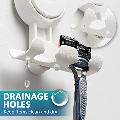 2-Pack Powerful Suction Cup Razor Holder for Shower - No Drill Wall Mount