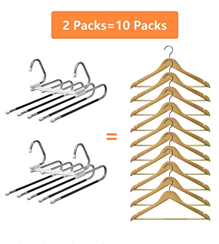 Space Saving Pants Hangers 2 Pack Metal Closet Organizer for Jeans