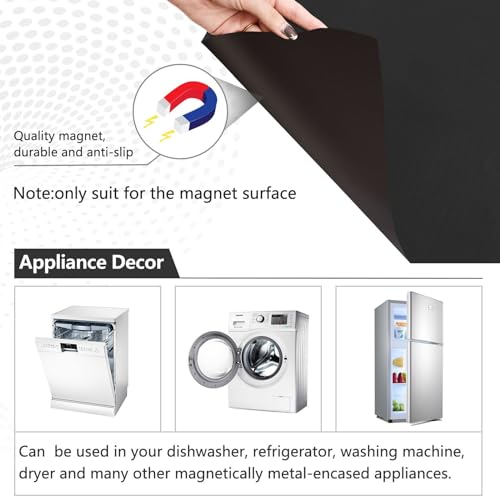 Wudan Black Dishwasher Magnet Cover 23" x 26" Panel for Refrigerator & Dishwasher