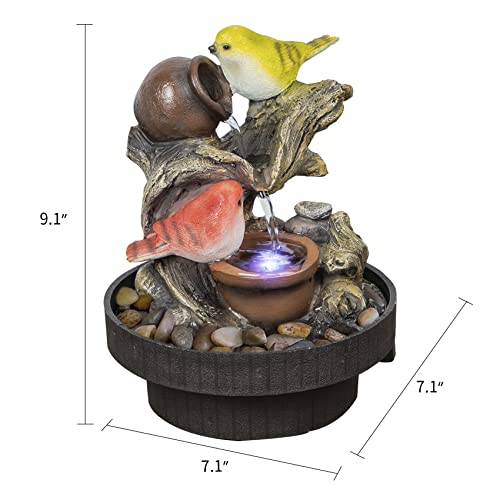 3-Tier Tabletop Indoor Water Fountain with LED Light & Quiet Pump