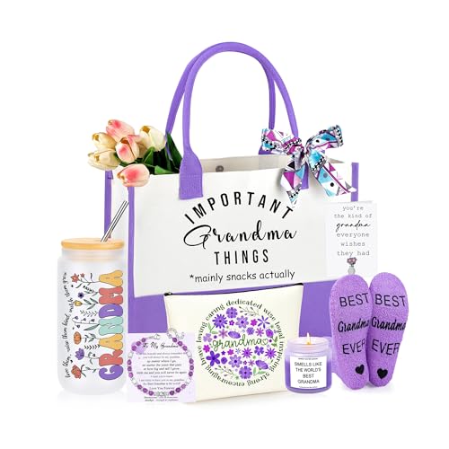 Grandma Gift Set - 7-Piece Basket with Keepsake Cozy Accessories