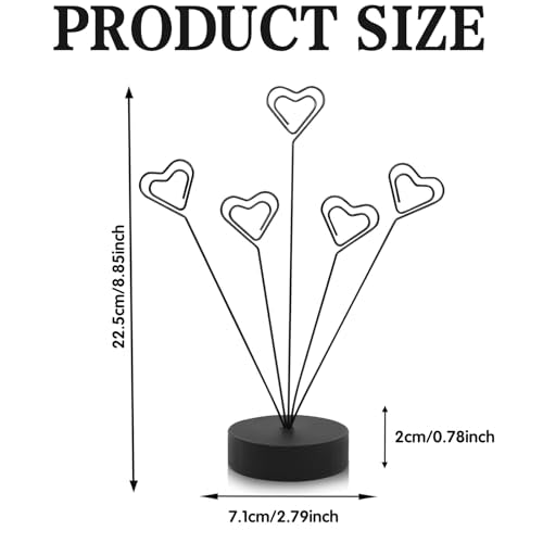 Heart-Shaped Photo Display Tree Stand with 5 Clips for Desk Decor