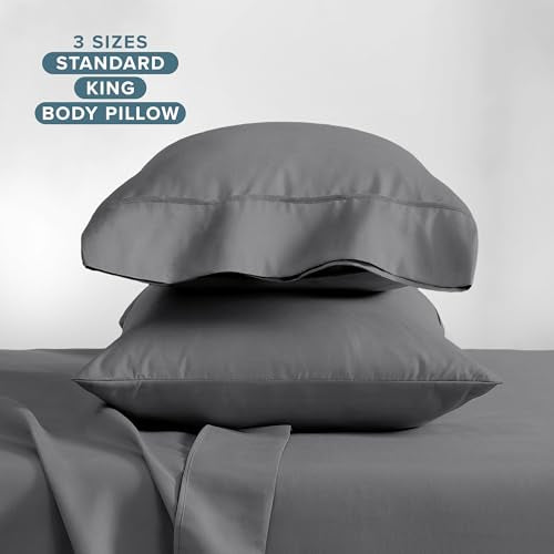 Bare Home Ultra Soft Microfiber Pillowcases - Set of 2, Standard Grey