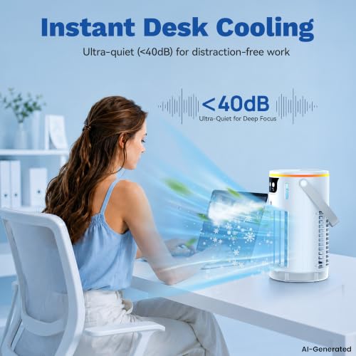Portable Air Conditioner Fan, 1200ML Personal Evaporative Air Cooler with Ice Tank
