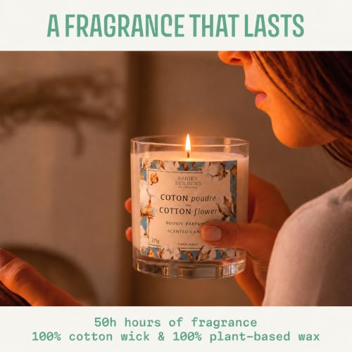Panier des Sens Cotton Flower Scented Candle 9.7 oz – Hand-Poured Soy Wax