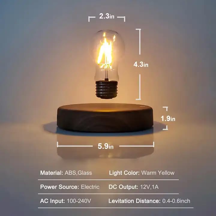 INOVAXION Levitating Floating Light Bulb with Round Base - Wireless Magnetic Lamp