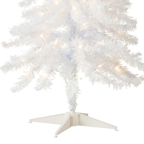 4ft Pre-Lit White Tinsel Artificial Christmas Tree with 70 Lights & Stand
