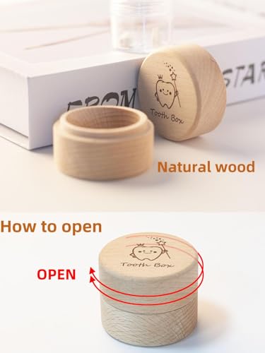 Wooden Tooth Fairy Box with Acrylic Bottle - Kids Lost Teeth Keepsake Holder