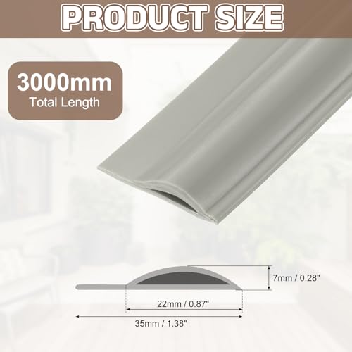 Flexible Silicone Carpet Transition Strip - 9.8ft Floor Edge Trim, Gray