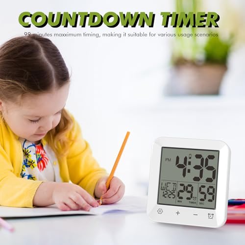 Waterproof Digital Shower Clock with Countdown Timer and Temperature Display