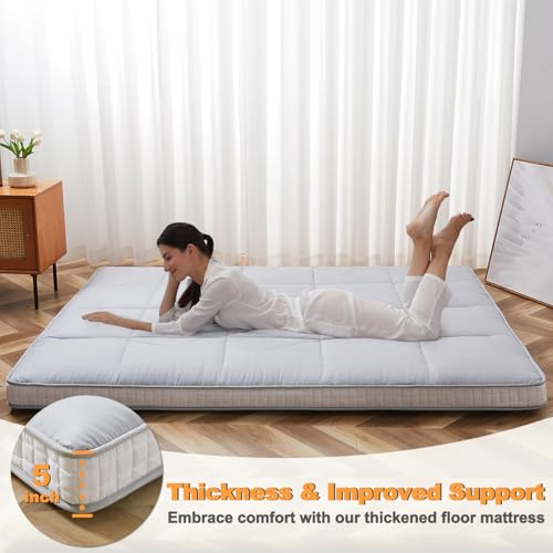 Full Size Foldable Futon Mattress, 5-Inch Thick Memory Foam Floor Bed