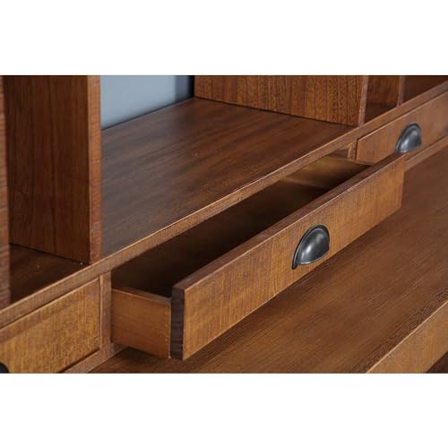 Country Cottage Monitor Hutch with 3 Drawers and Vertical Binder Storage