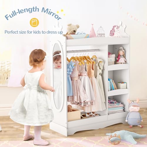 Kids Dress-Up Storage Armoire with Full-Length Mirror and Hooks