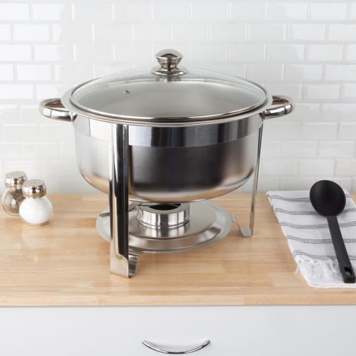 Round 7.5 QT Chafing Dish Buffet Set - Includes Water Pan, Food Pan, Fuel Holder, and Stand - Food Warmers for Parties by Classic Cuisine