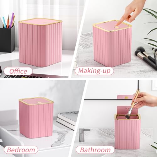 12-Piece Pink Bathroom Accessory Set with Trash Can and Soap Dispenser
