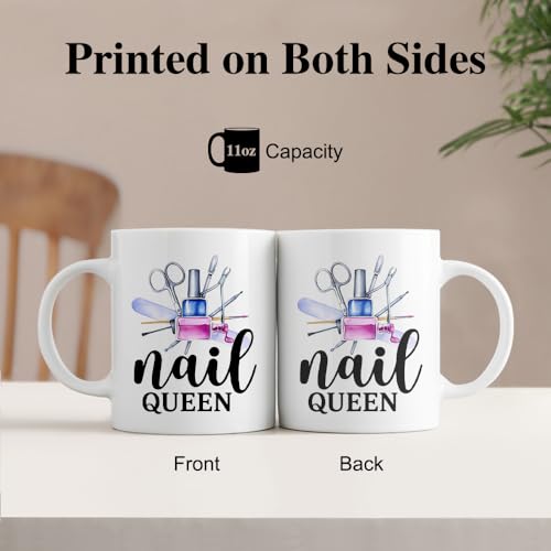 Gkodw White 11oz Double-Sided Nail Artist Mug - Funny Nail Technician Coffee Cup
