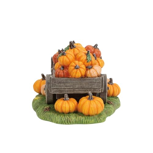 Halloween Harvest Pumpkin Wagon Village Figurine - 3.1 Inch Resin Decor