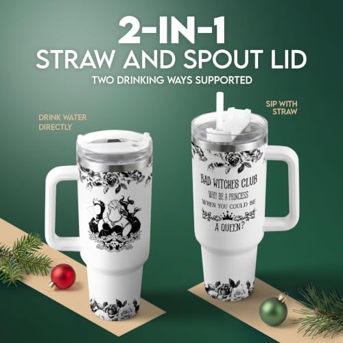 34HD Witch 40 oz Tumbler with Handle – Wichewhite Variation, Halloween Witch Cup