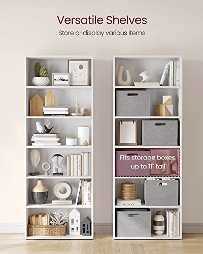 6-Tier Open Bookshelf - Adjustable Storage Shelves for Living Room & Office
