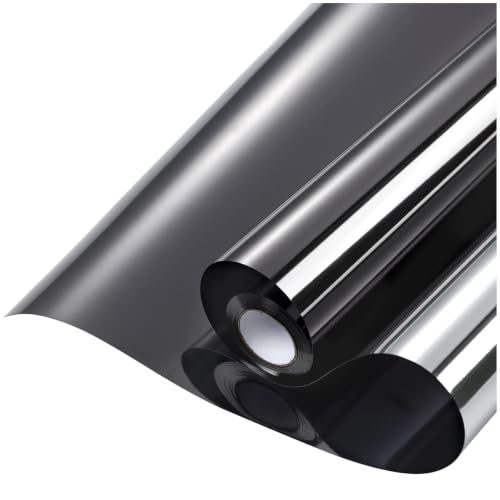 One-Way Window Privacy Film - Heat Control Tint, 17.5" x 78.7" (Black Silver)