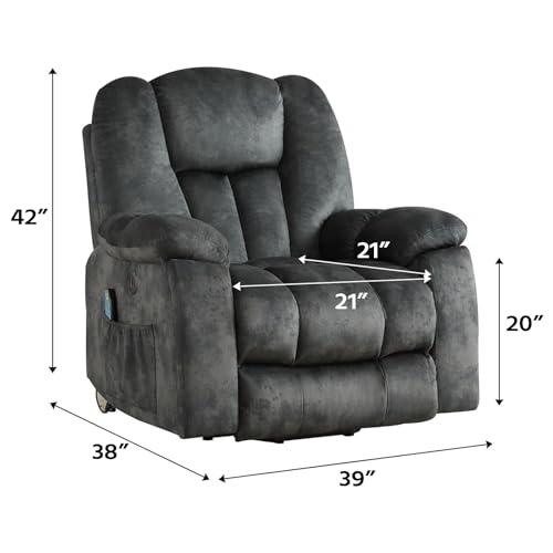 Power Lift Recliner Chair with Massage, Lumbar Heat, and USB, Gray