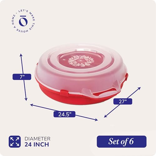 HOMZ 6-Pack 24-Inch Plastic Wreath Storage Organizer Container Red