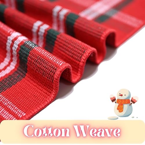 Ckorzen 4' x 6' Red Green & White Plaid Indoor/Outdoor Cotton Rug – Handwoven, Washable Front Porch Mat