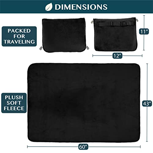 Travel Blanket Pillow 2-in-1 Combo Set - Compact Airplane Blanket, 60x43