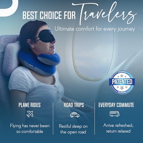BCOZZY Travel Neck Pillow for Airplane – Navy Large