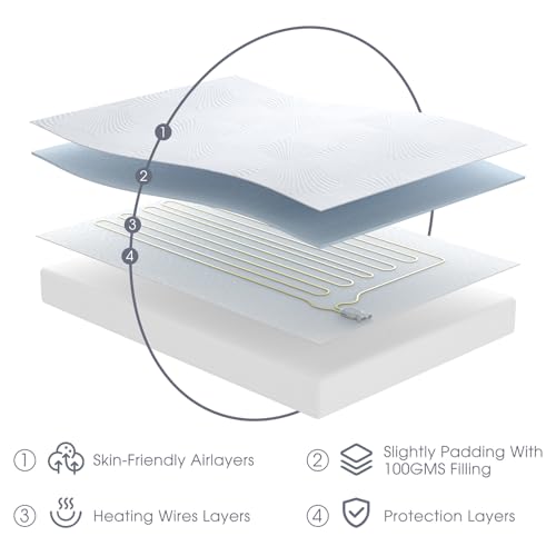Heated Mattress Pad King Size with Dual Control & 12 Heat Settings