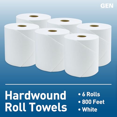 White Hardwound Paper Towel Rolls - 8-Inch x 800 ft (6 Rolls/Carton)