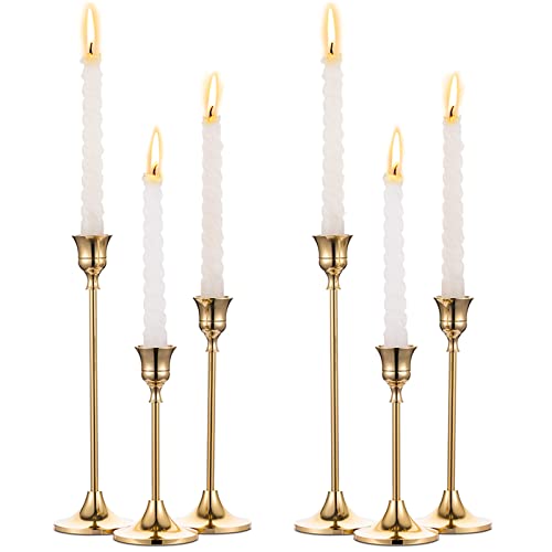 Vintage Gold Candlestick Holders Set of 6 - Antique Taper Holders