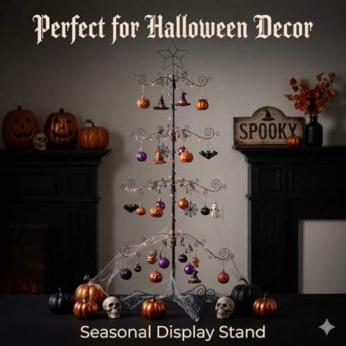 HOHIYA Black 3 Ft Ornament Display Tree Stand with 56 Hooks for Christmas & Holiday Decor