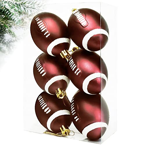 Sports Theme Christmas Tree Ball Ornaments - Set of 6 Red Baubles