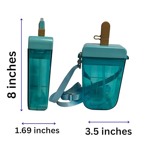 Camera and Popsicle Shaped Water Bottle Set with Strap and Straw, 13.5 oz