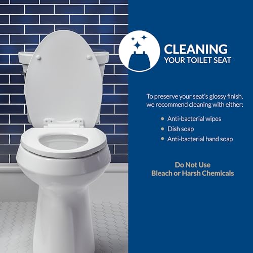 Bemis Round Enameled Wood Toilet Seat with Easy Clean Hinges, White