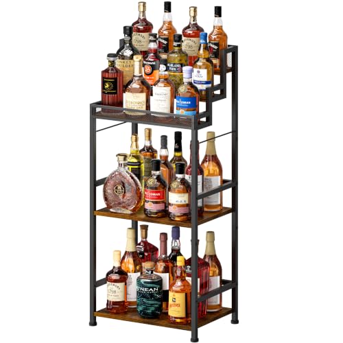 5-Tier Industrial Liquor Cabinet and Wine Rack with Metal Storage Shelves