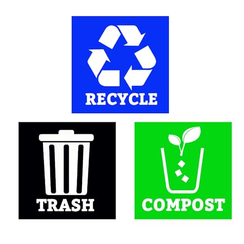 XTRAYXRAY 5x5in Recycle & Trash & Compost Sticker Set of 3 – Vinyl Decals for Bins