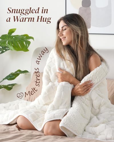15lbs Weighted Blanket, Dual-Sided Fleece & Sherpa, 60x80