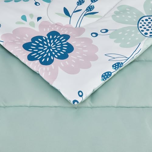 Kids Microfiber 5-Piece Bed-in-a-Bag Twin Bedding Set - Bluish Flowers