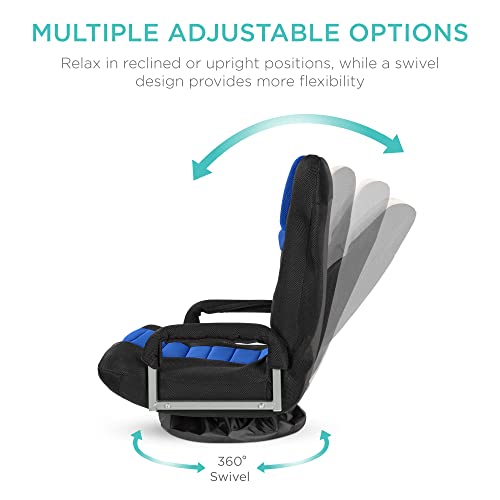 360-Degree Swivel Floor Gaming Chair with Adjustable Backrest and Armrests