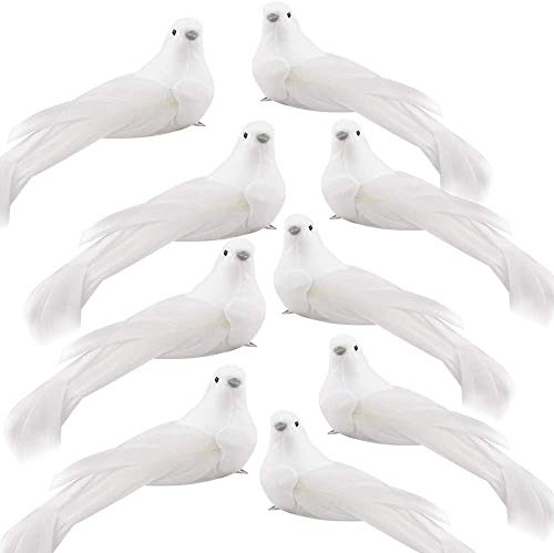 12 Pcs Artificial White Dove Ornaments with Clips for Christmas Trees