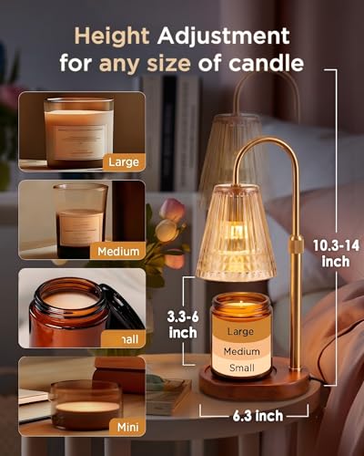 Adjustable Candle Warmer Lamp with Timer & Dimmer - Flameless Wax Melter