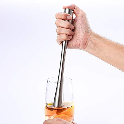 10-Inch Stainless Steel Cocktail Muddler - Professional Bar Tool for Mojitos & Cocktails