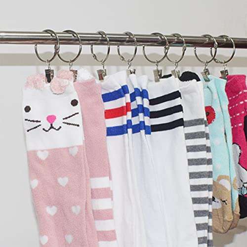 40 Pack Openable Curtain Rings with Clips - 1.5 Inch Silver Metal Hangers