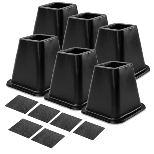 6-Pack 6-Inch Bed Risers - Durable Plastic Couch Lift Supports