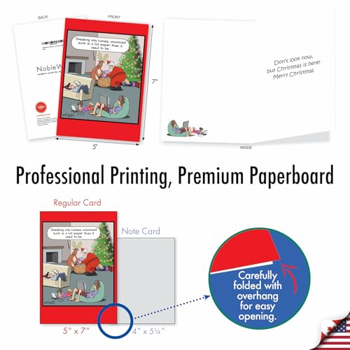 NobleWorks Christmas Card Pack - Sneaking Into Homes Holiday Humor (12 Pack)