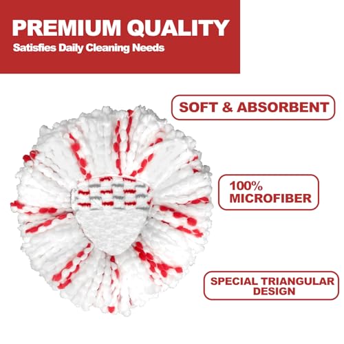 Microfiber Spin Mop Head Replacements - 3 Pack Machine Washable Refills