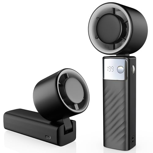 YOSHENMO Portable Handheld Turbo Fan Foldable Mini Fan LED Display
