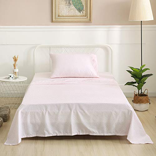 Kids Full Size Pink Heart Print Sheet Set - Soft Microfiber 4-Piece Bedding